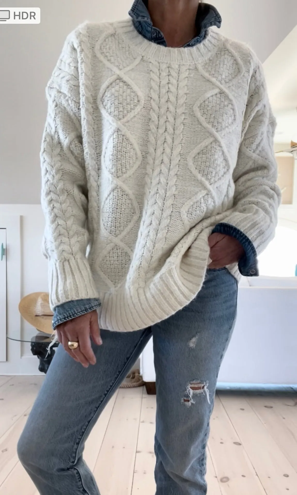 Heavy Super Soft Oversized Classic Fisherman  Ivory