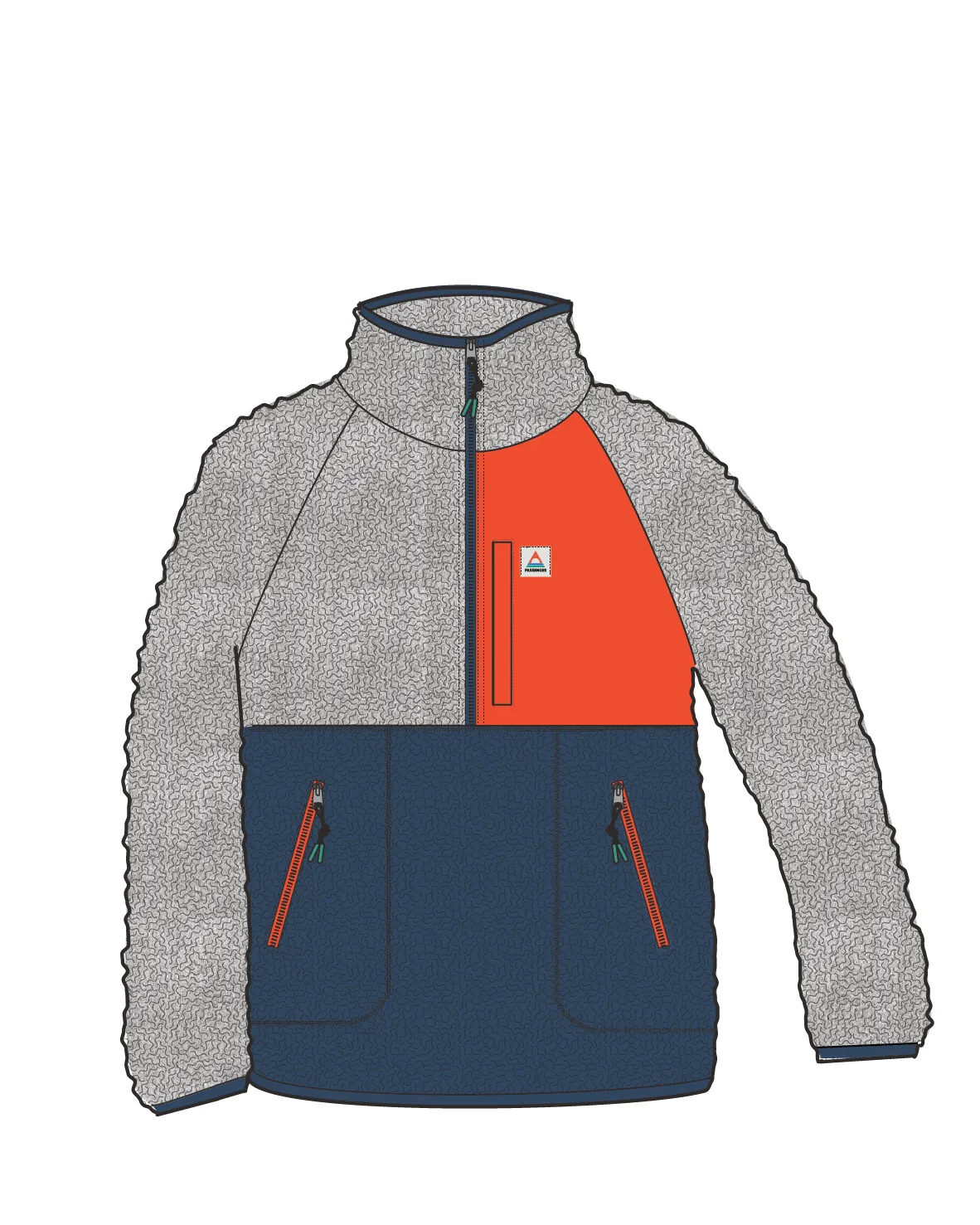 Home Recycled Sherpa Fleece - Grey Marl/Dark Denim