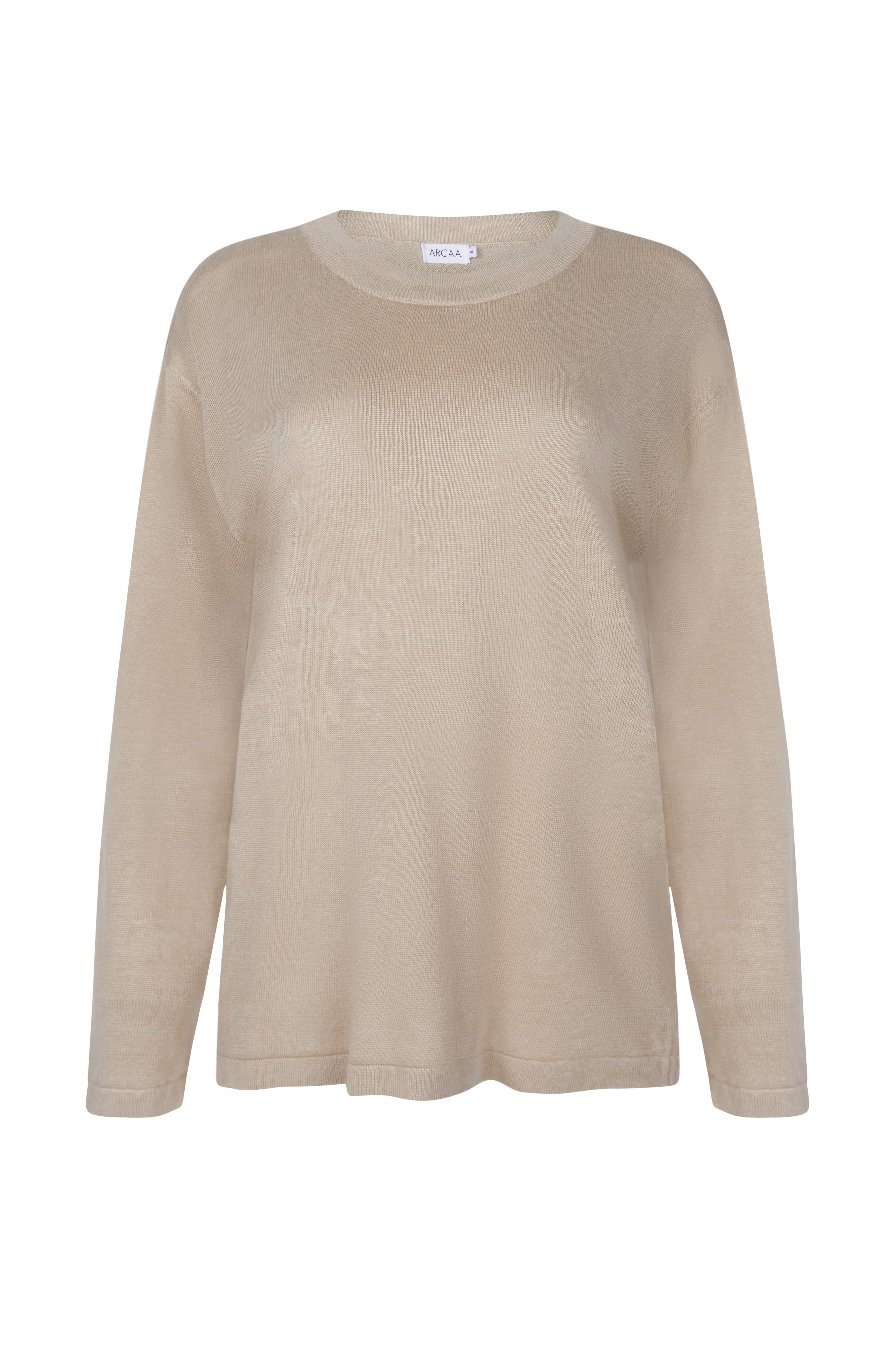 Hugo Linen Knit Long Sleeve T-Shirt - Taupe