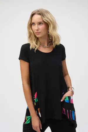 Joseph Ribkoff Silky Knit Stripe Print Handkerchief Tunic