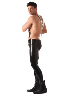 Latex Rubber Skinny Jeans With Braces S