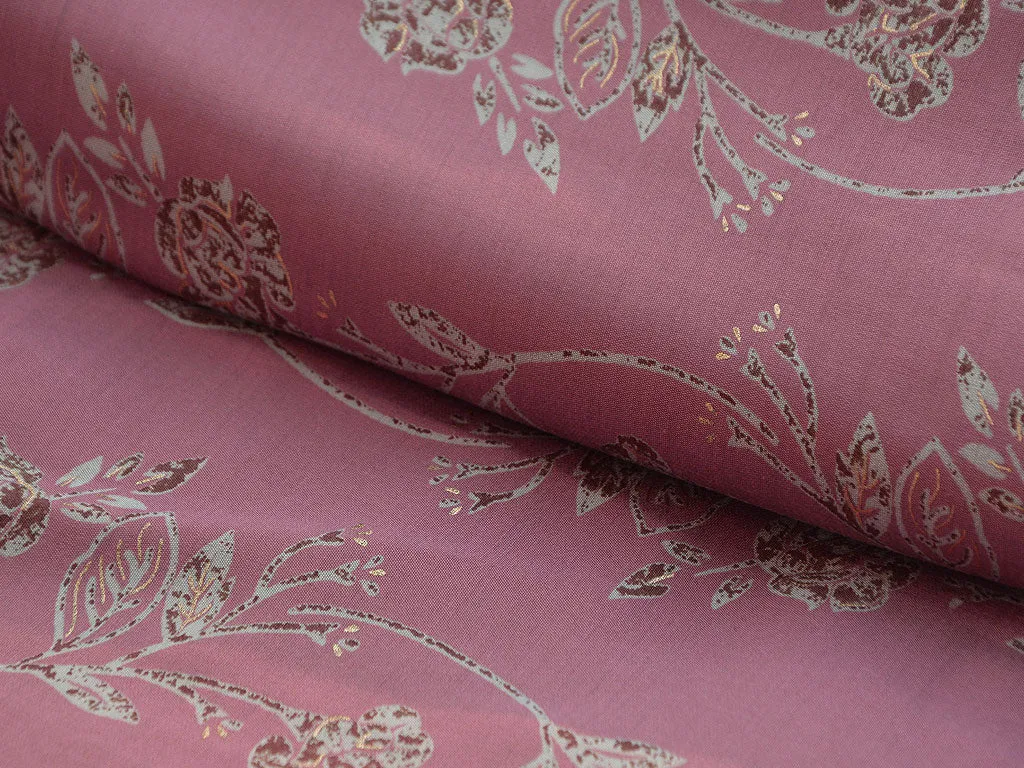 Light Pink Floral Premium Modal Chanderi Silk Fabric