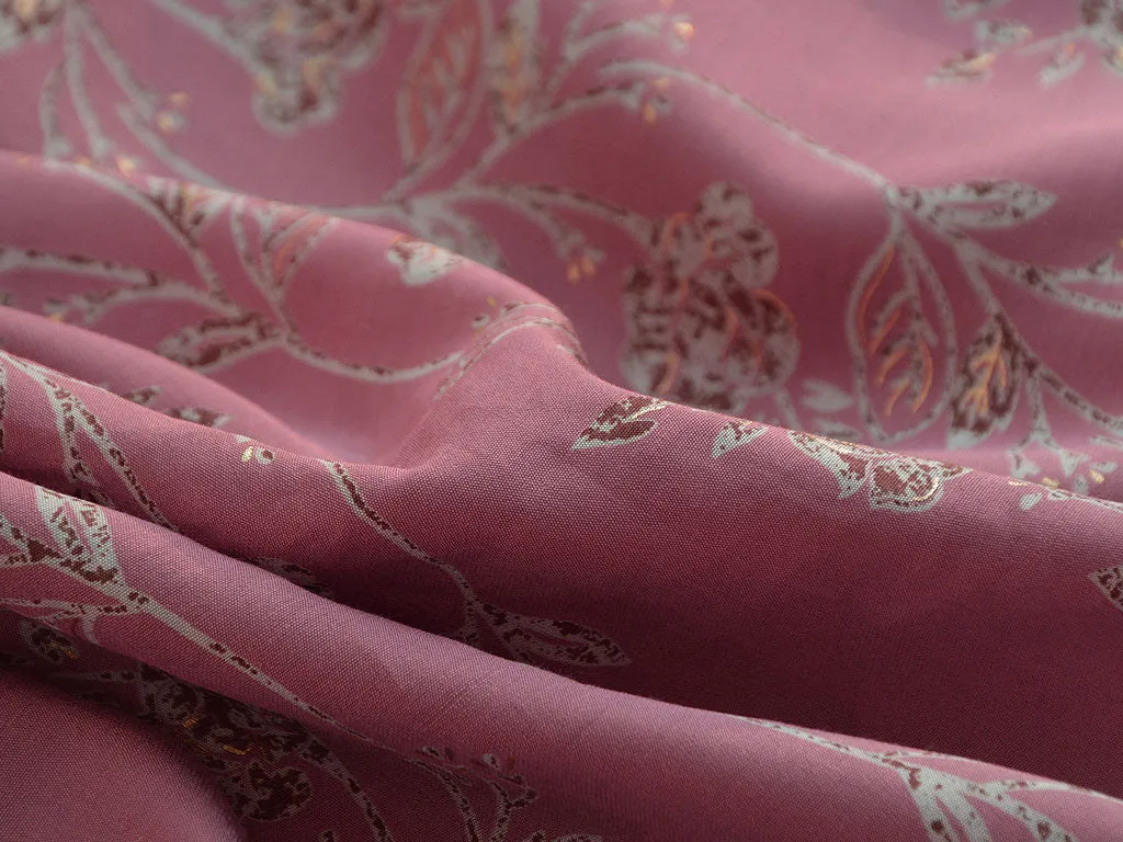 Light Pink Floral Premium Modal Chanderi Silk Fabric