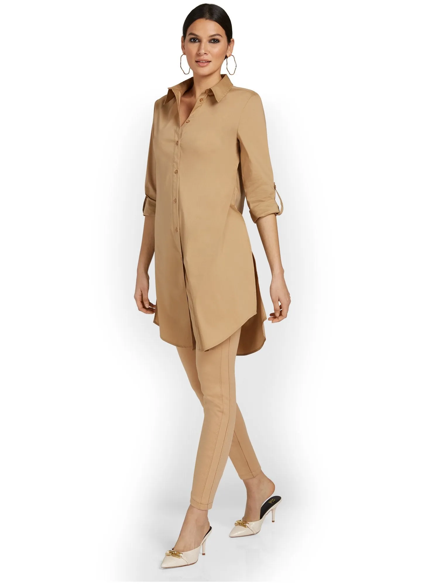 Madison Button-Down Long Tunic Shirt