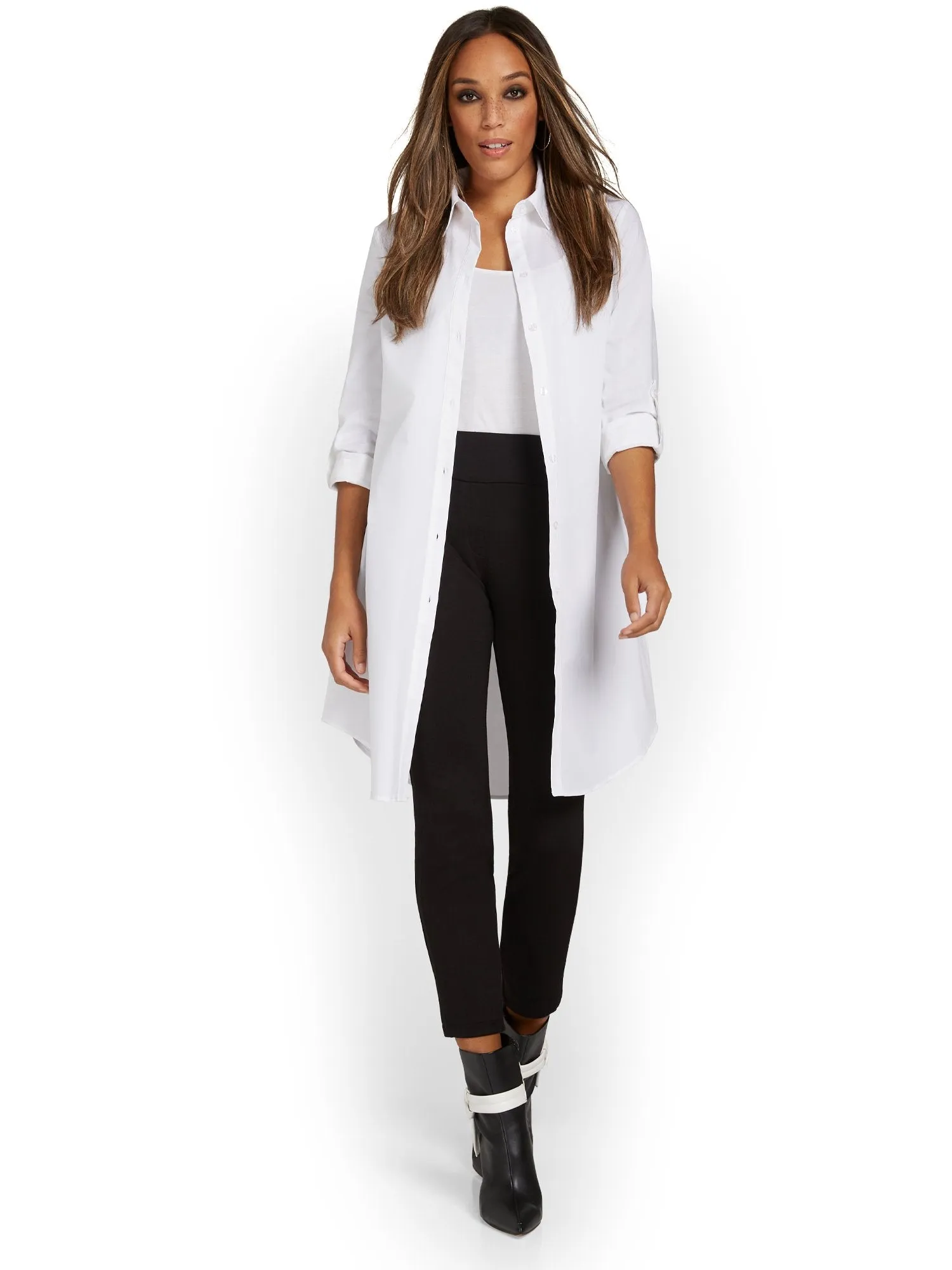 Madison Button-Down Long Tunic Shirt
