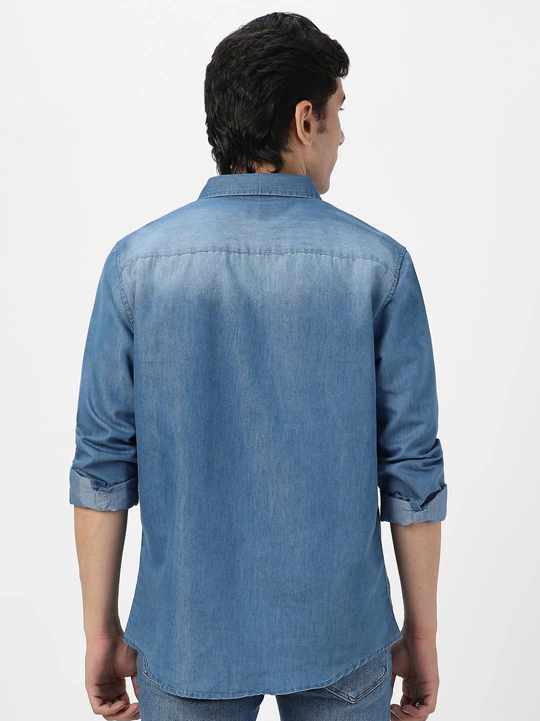 Men's Light Blue Full Sleeve Regular Fit Casual Denim Shirt