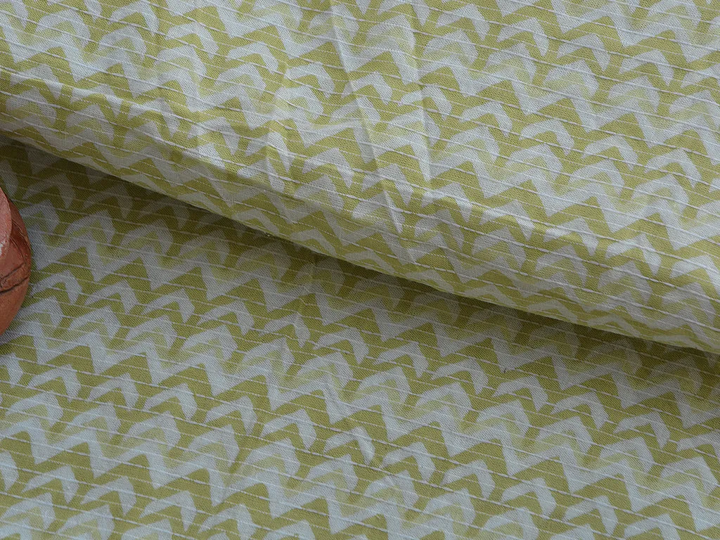 Mint Green Chevron Pure Cotton Kantha Fabric