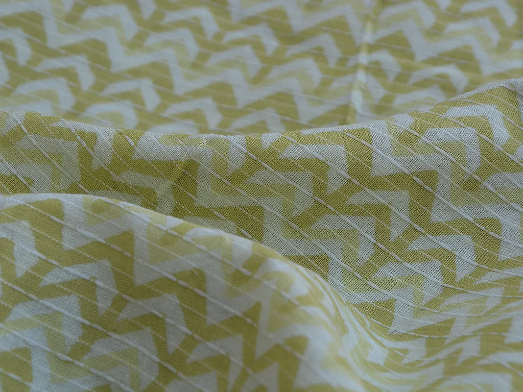 Mint Green Chevron Pure Cotton Kantha Fabric