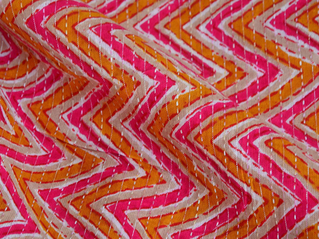 Multicolor Chevron Pure Cotton Kantha Fabric