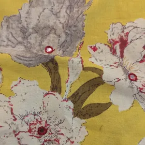 Multicolor Floral Thread Work Cotton Fabric