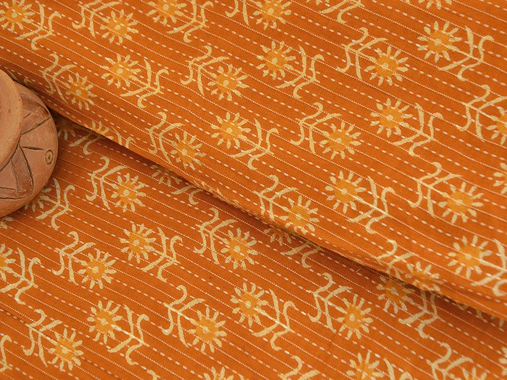 Mustard Sun Design Pure Cotton Kantha Fabric