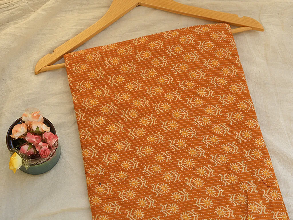 Mustard Sun Design Pure Cotton Kantha Fabric