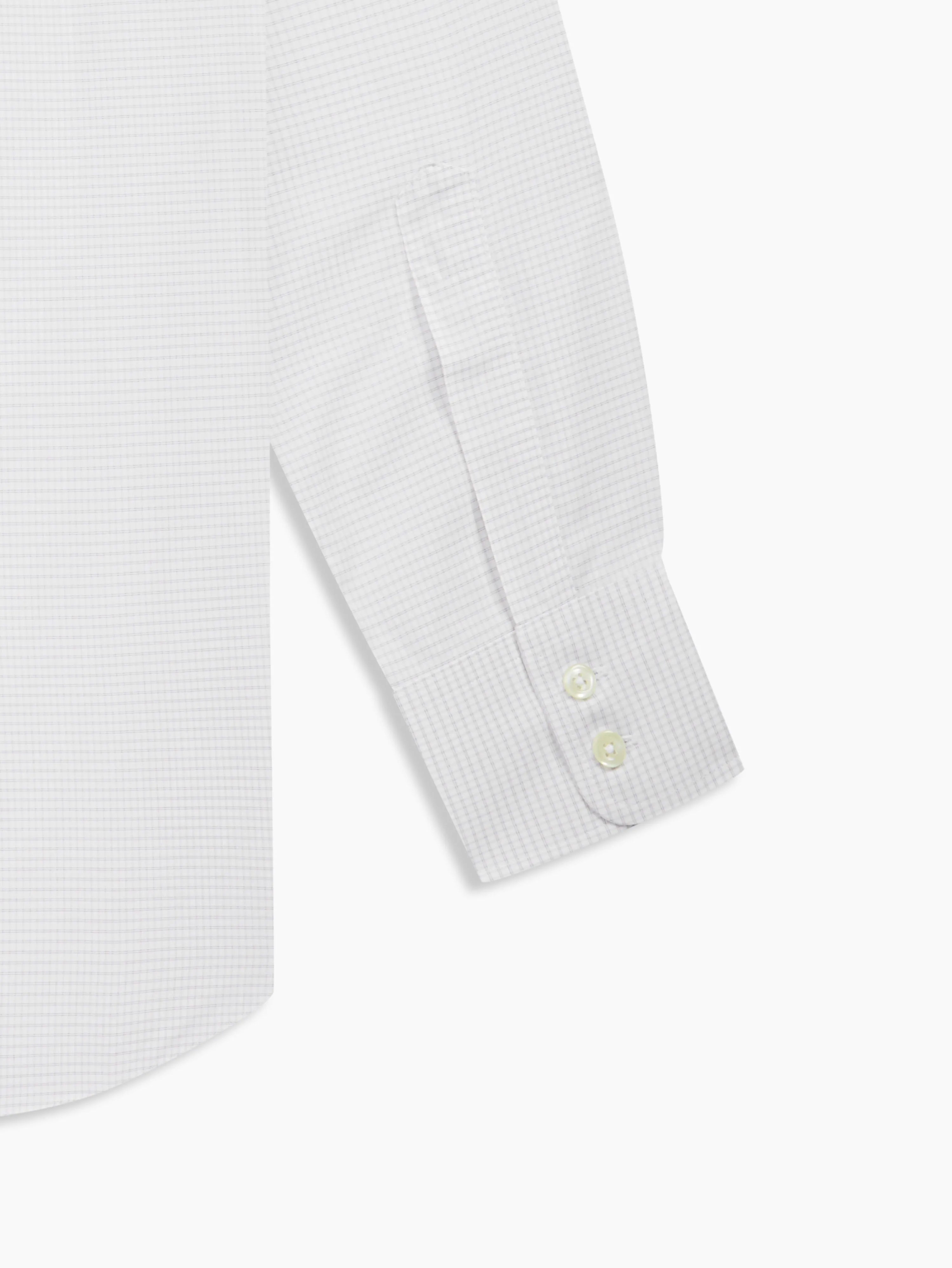 Non-Iron Grey Small Dash Check Plain Weave Regular Fit Single Cuff Semi-Cutaway Collar Shirt