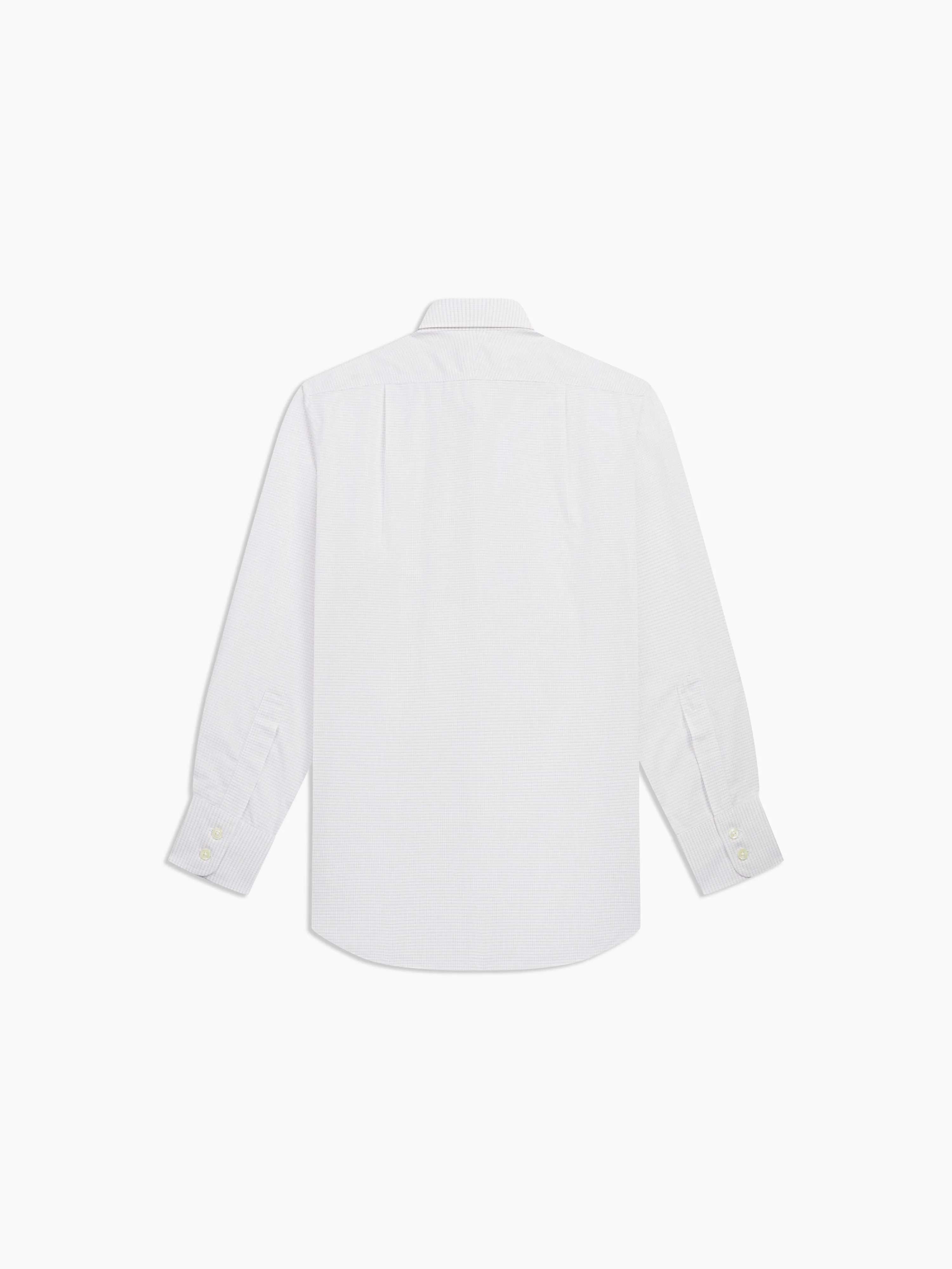 Non-Iron Grey Small Dash Check Plain Weave Regular Fit Single Cuff Semi-Cutaway Collar Shirt