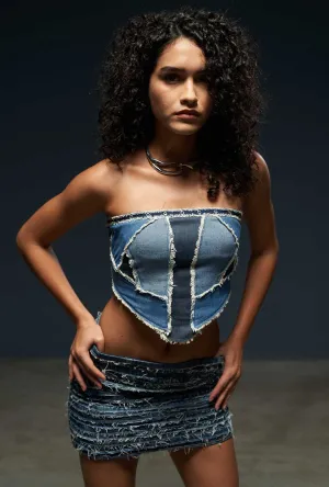 Patchwork Denim Corset