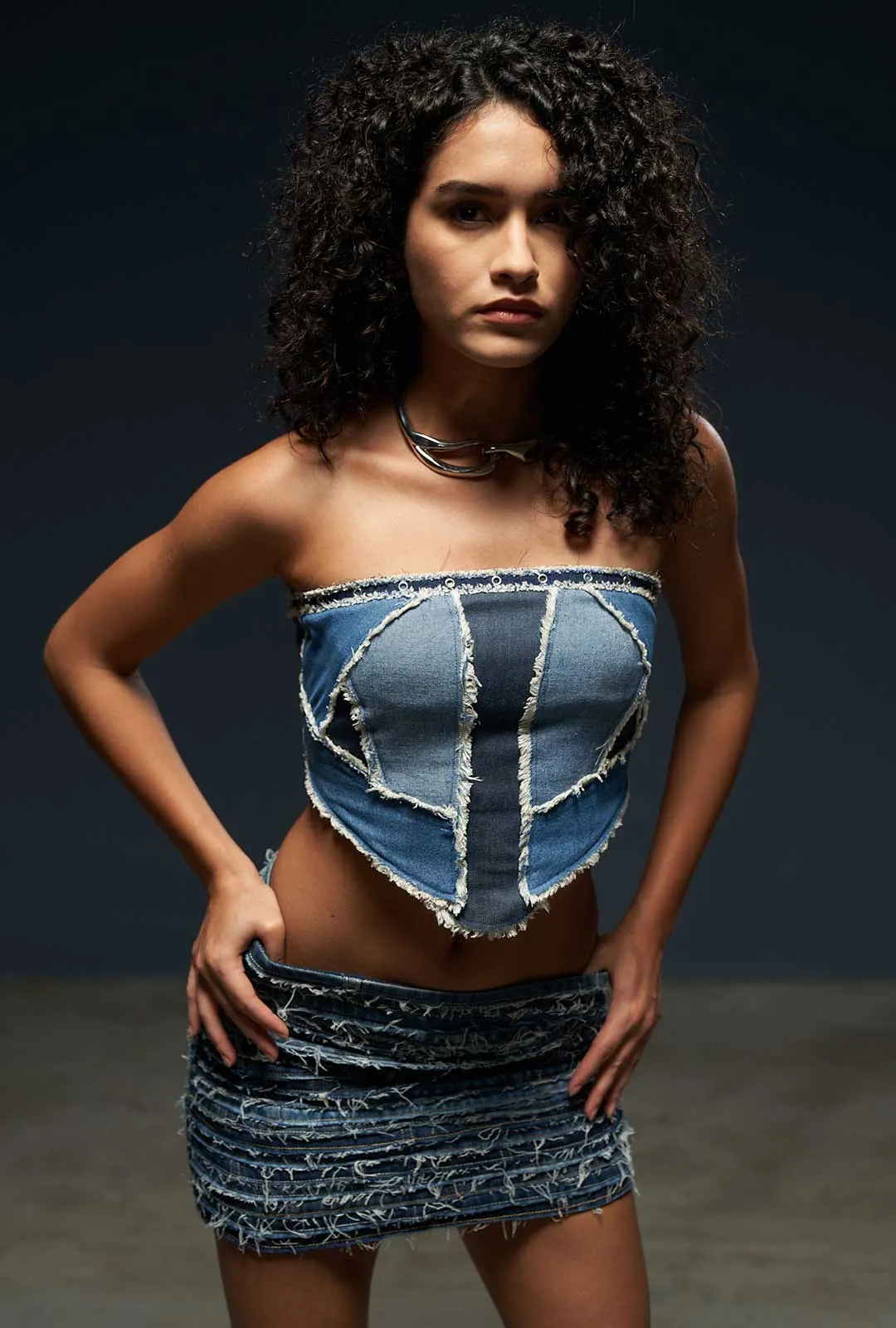 Patchwork Denim Corset
