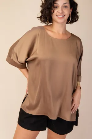 Plus Size Side Slit High Low Blouse