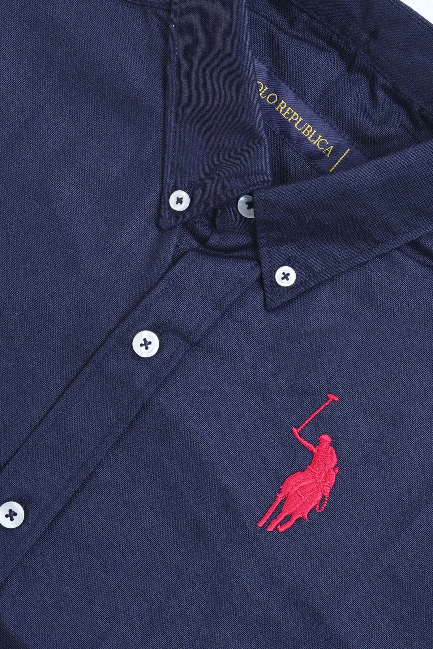 Polo Republica Men's Embroidered Button-Down Casual Shirt