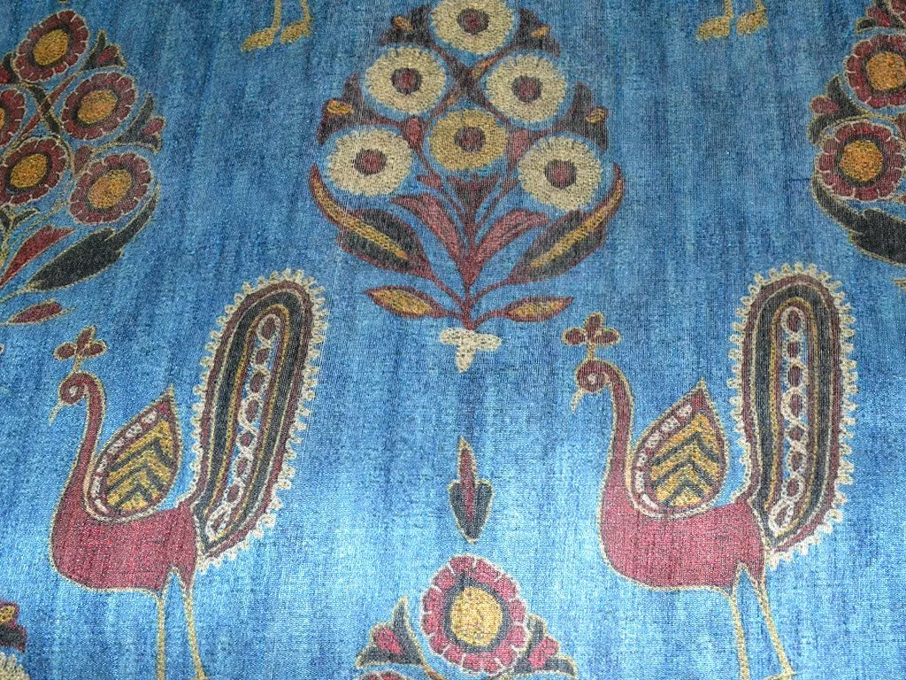 Precuts of Blue Peacock Poly Silk Digitally Printed Fabric