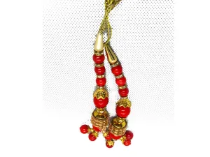 Red Golden Beads Designer Latkans