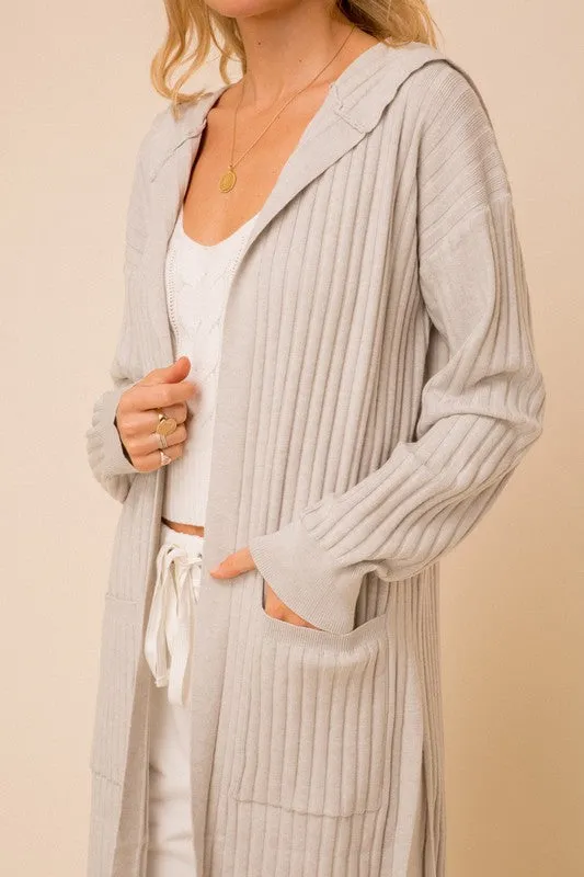 Ribbed Hoodie Cardigan
