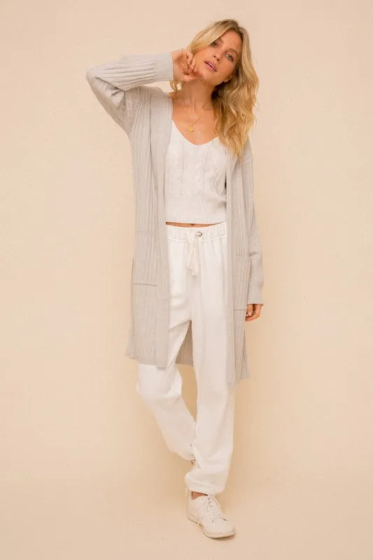 Ribbed Hoodie Cardigan