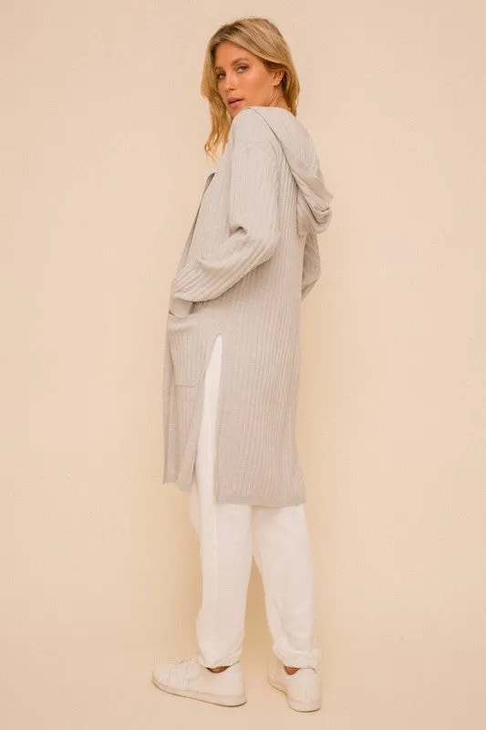 Ribbed Hoodie Cardigan