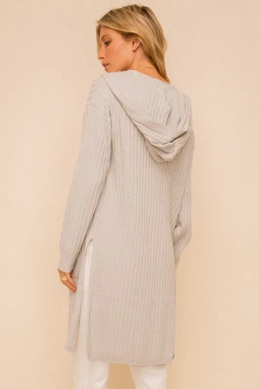 Ribbed Hoodie Cardigan