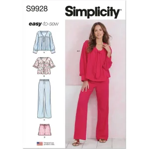 Simplicity Sewing Pattern S9928 Misses' Lounge Tops, Pants and Shorts