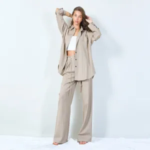 Striped button-up shirt with chest pocket wholesale