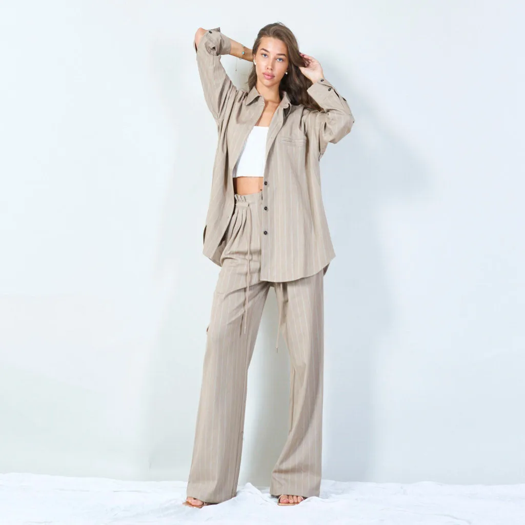 Striped button-up shirt with chest pocket wholesale
