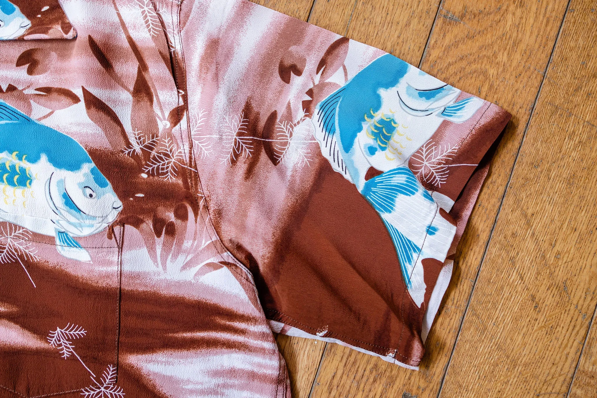 Sun Surf Goldfish S/S Rayon Hawaiian Shirt - Brown
