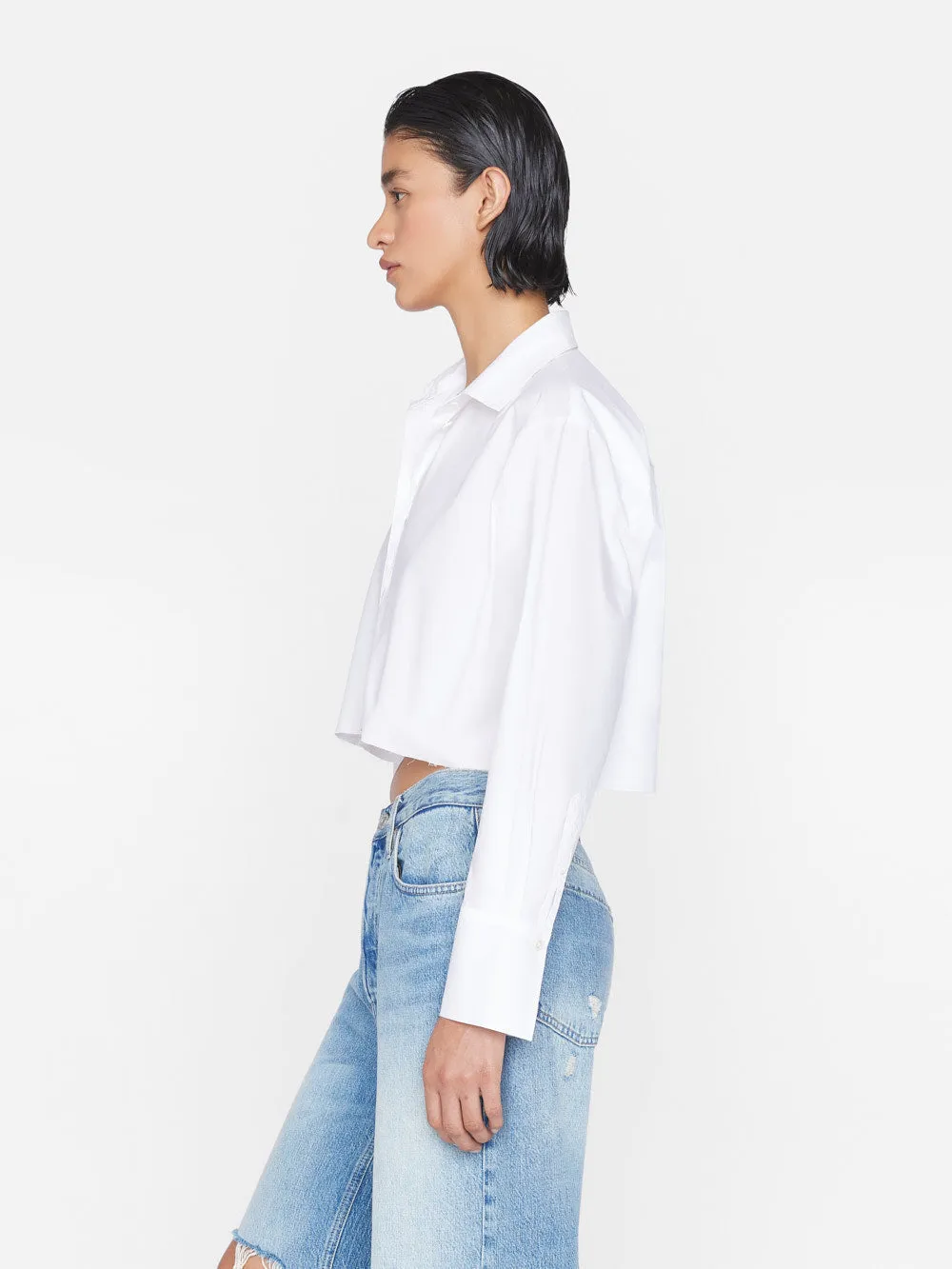 The Cropped Oversized Shirt -- Blanc