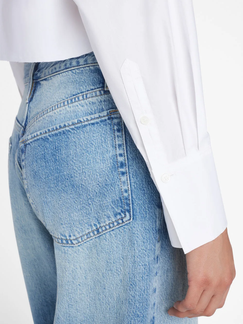 The Cropped Oversized Shirt -- Blanc