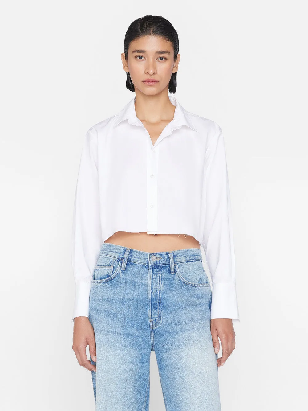 The Cropped Oversized Shirt -- Blanc