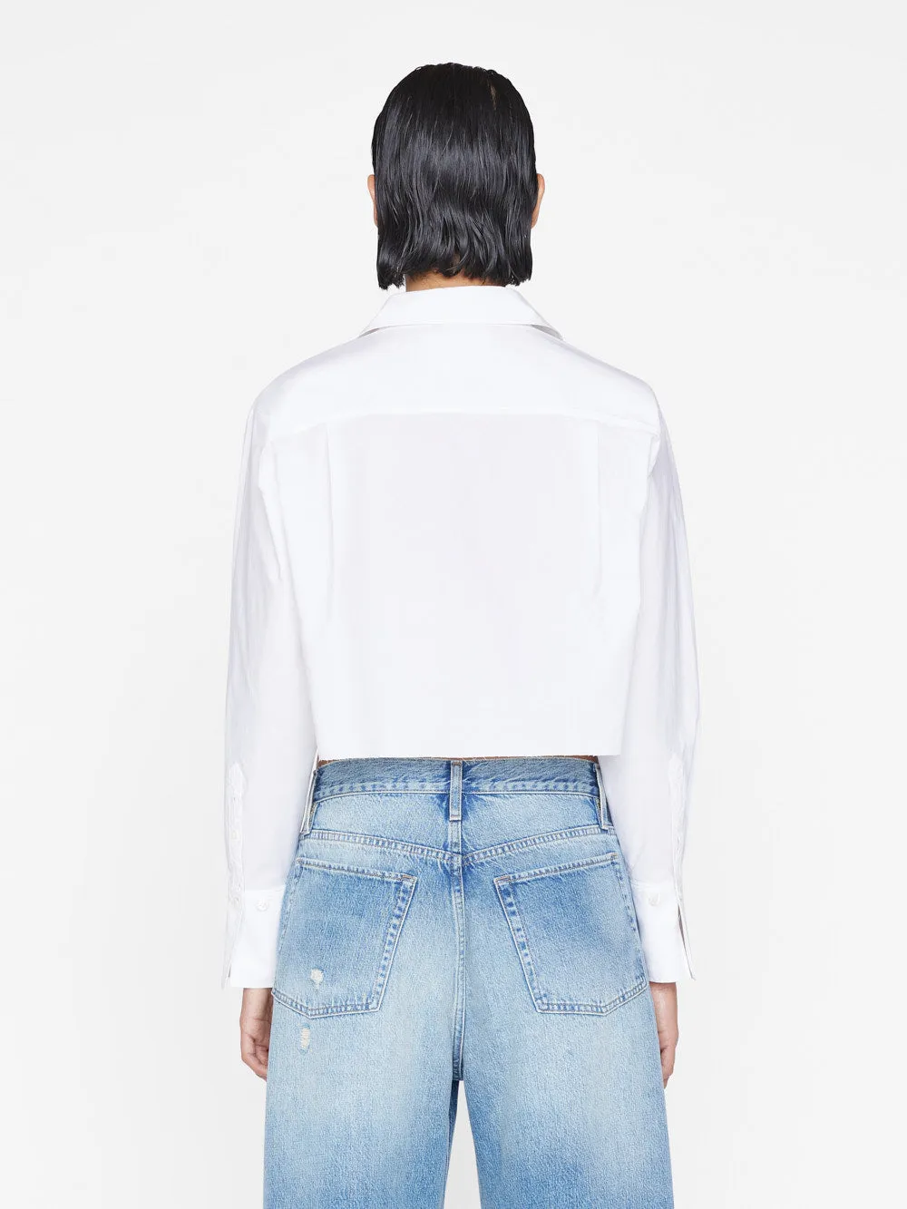 The Cropped Oversized Shirt -- Blanc