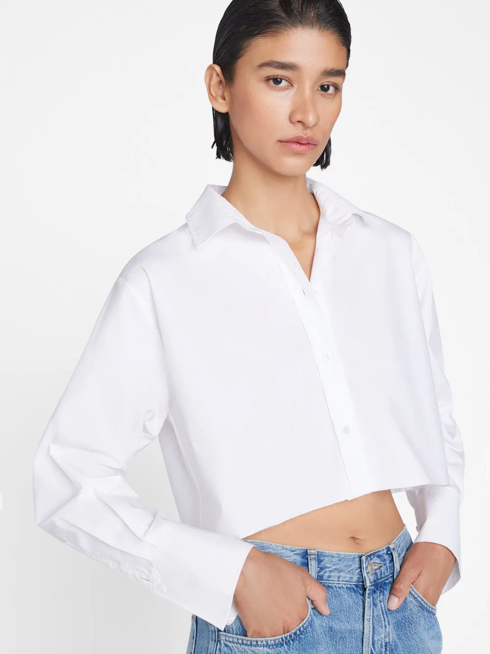 The Cropped Oversized Shirt -- Blanc