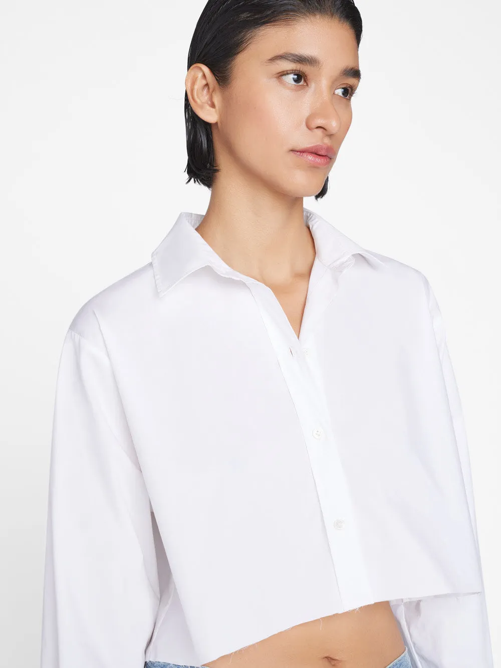 The Cropped Oversized Shirt -- Blanc