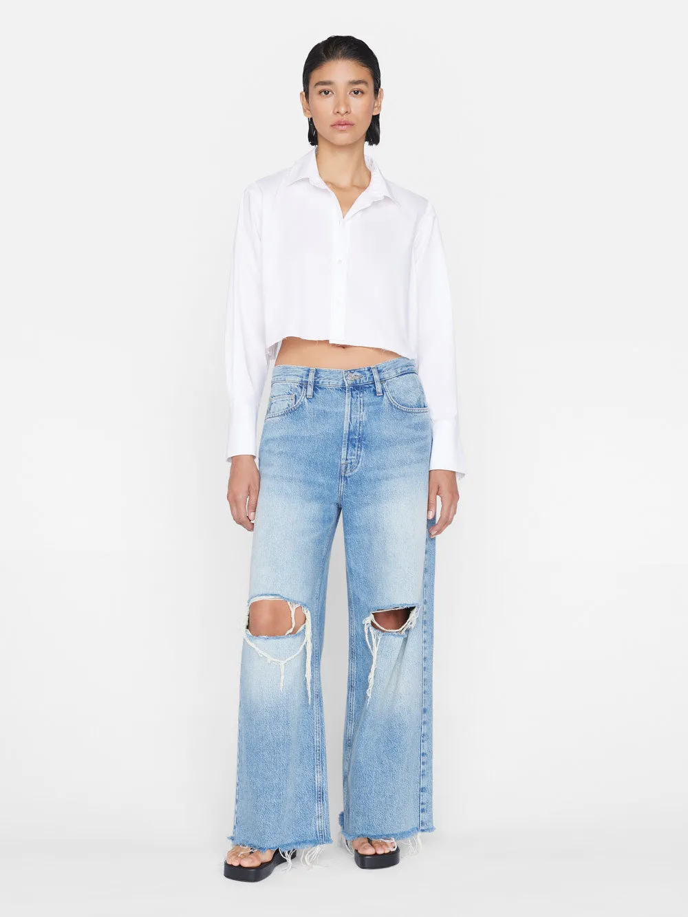 The Cropped Oversized Shirt -- Blanc