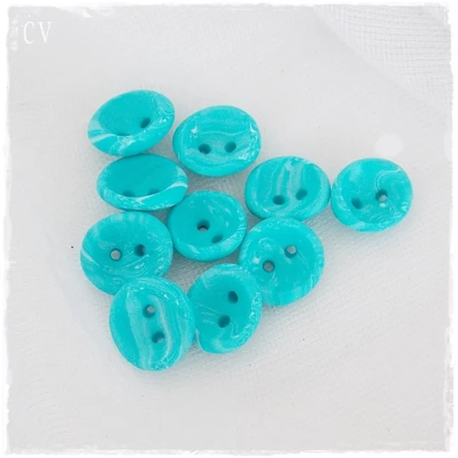 Tiny Sea Green Polymer Clay Buttons