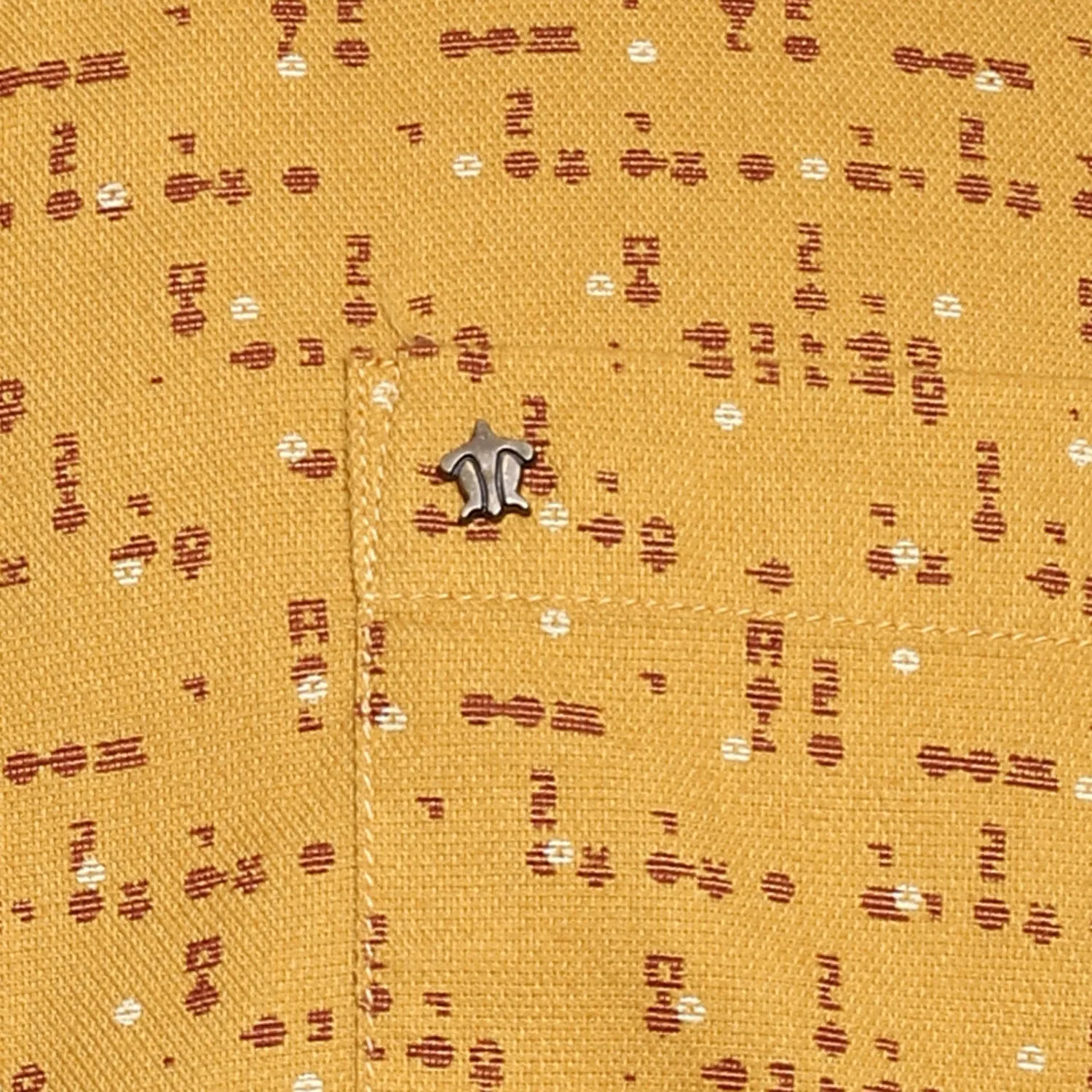Turtle Men Dark Yellow Cotton Printed Slim Fit Shirts