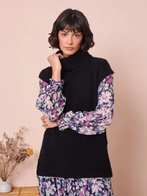 Ulla Roll Neck Vest- Black