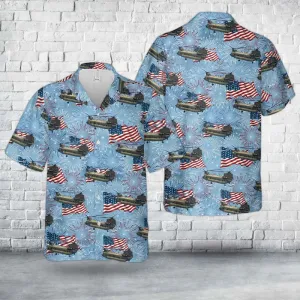 US Army Connecticut Army National Guard CH-47F Chinook helicopter from the 2nd Battalion, 104th Aviation Regiment, 4th Of July Hawaiian Shirt