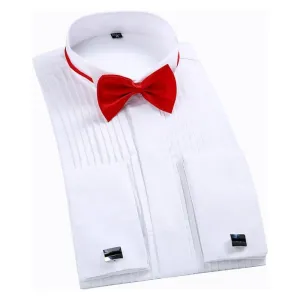 White Men Tuxedo Shirt Regular Fit Plus Size French Cufflinks