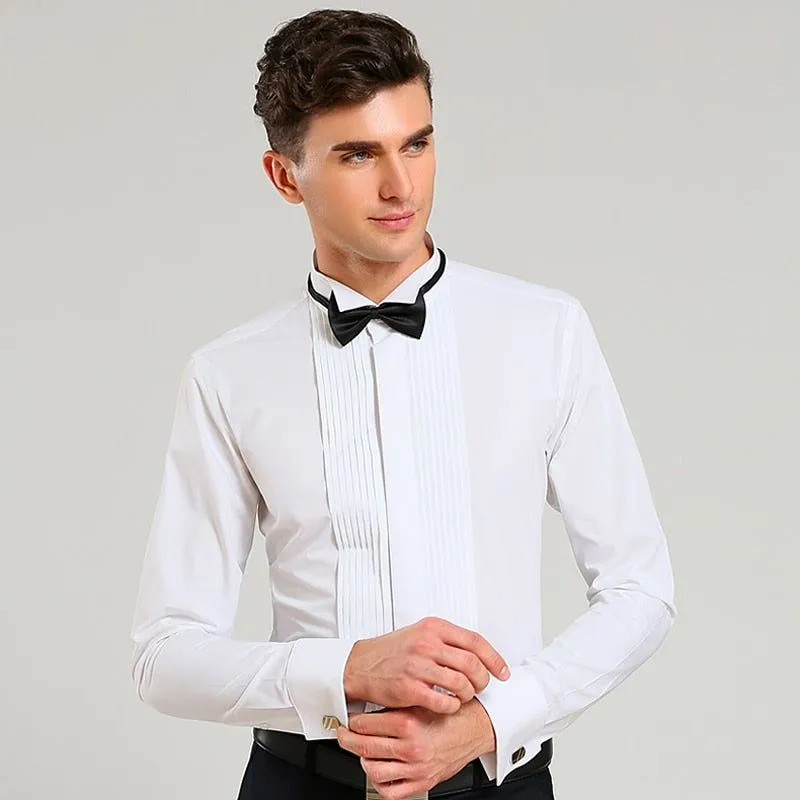 White Men Tuxedo Shirt Regular Fit Plus Size French Cufflinks
