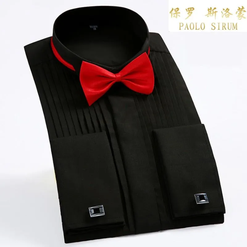 White Men Tuxedo Shirt Regular Fit Plus Size French Cufflinks
