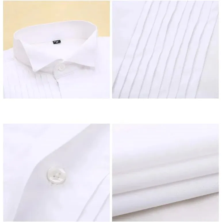White Men Tuxedo Shirt Regular Fit Plus Size French Cufflinks