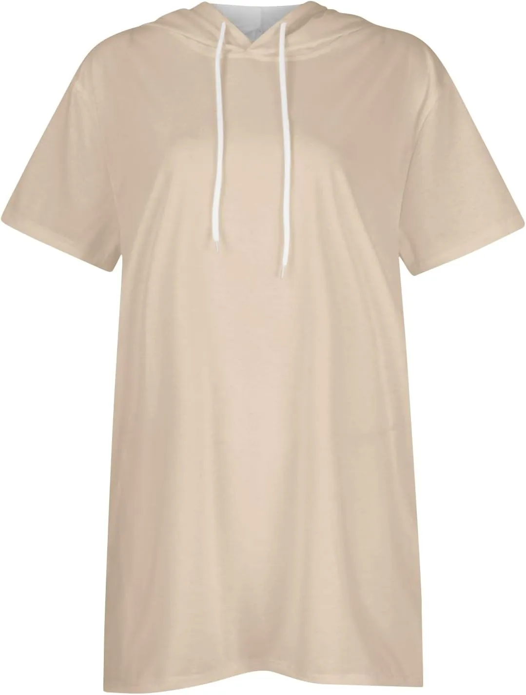Womens Hooded Tops Casual Loose Fit Short Sleeve Shirts for Leggings Spring Fashion Tunic Tops with Pockets