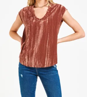YANIS VELVETY TOP PRALINE