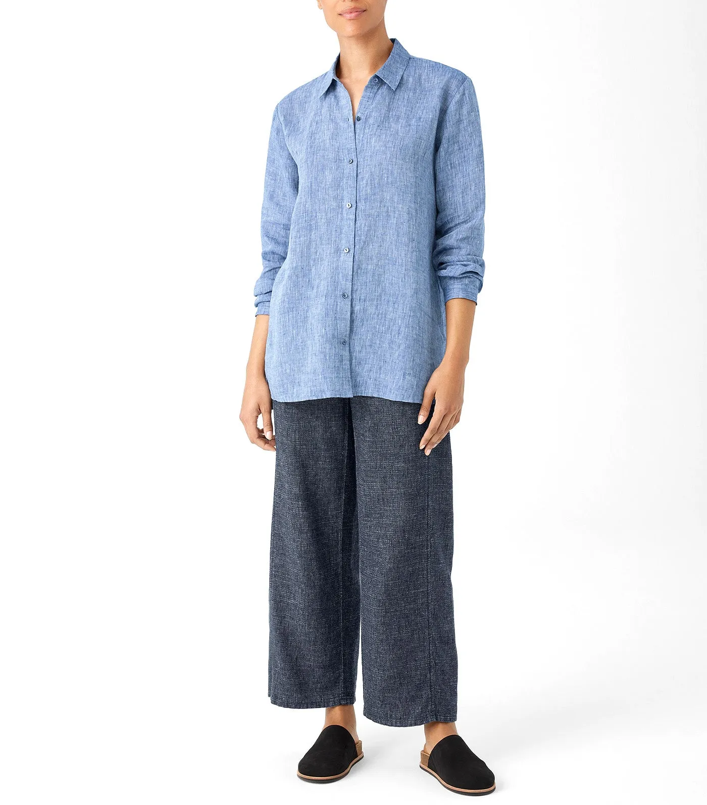 Yarn-Dyed Handkerchief Organic Linen Shirt Chambray